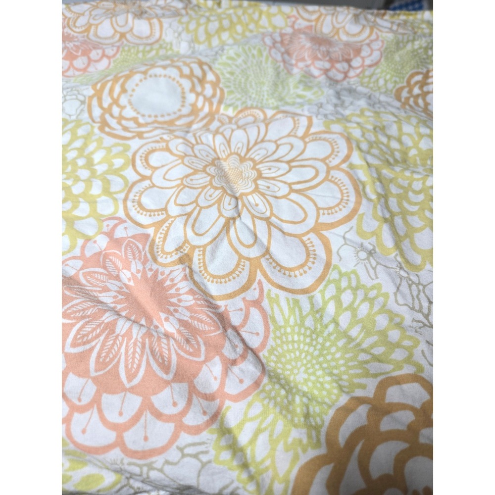 The Company Store King Duvet Cover Sham Set Yellow Orange Floral Cotton - Picture 4 of 7